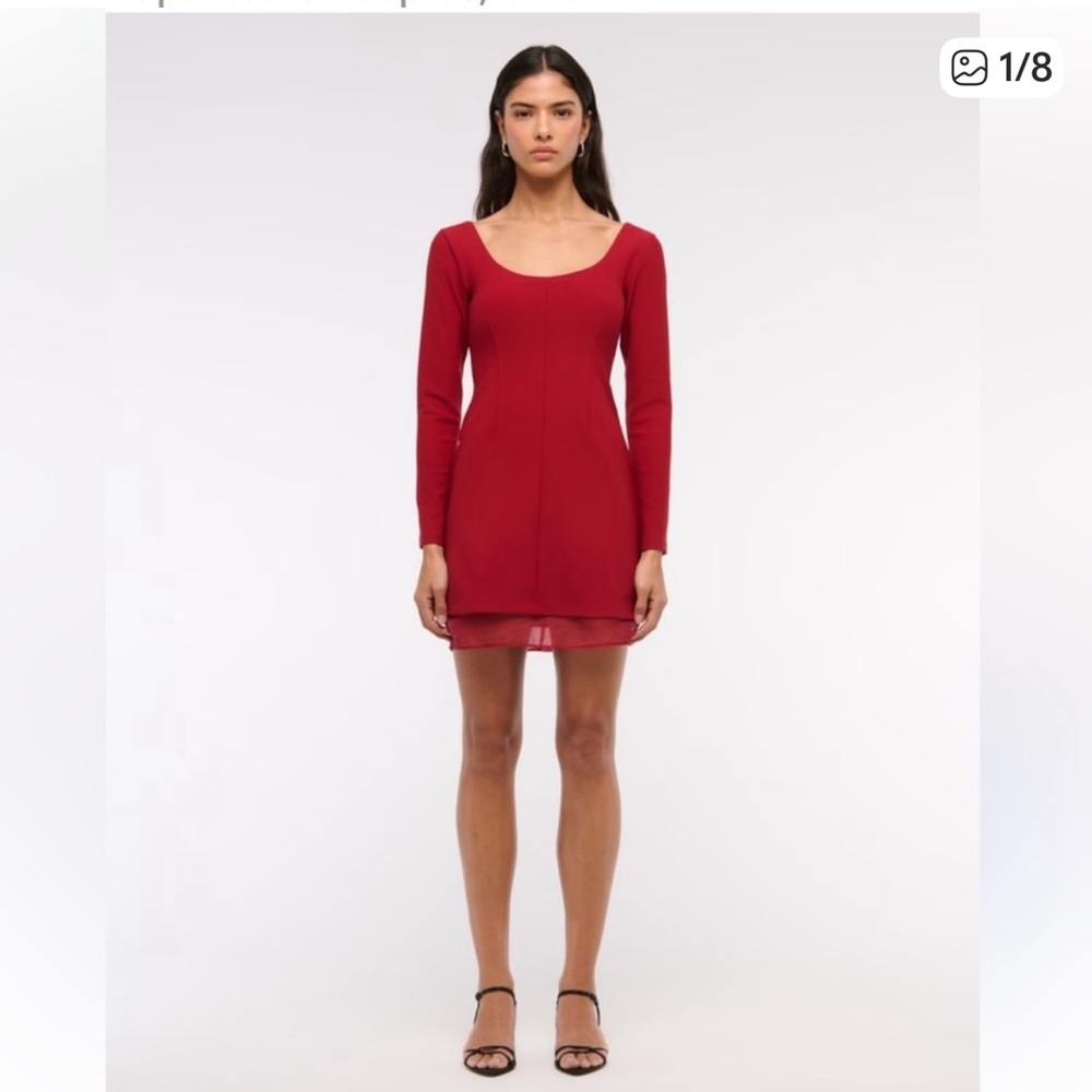 Abercrombie & Fitch Vibrant Red Long Sleeve Dress